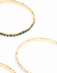 Gold Green Diamante Stretch Bangles 4-Pack - link has visual effect only