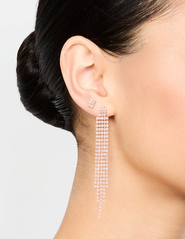 Rose Gold Cupchain & Stud Earrings 2-Pack