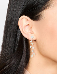 Rose Gold Diamante Leaf Dainty Drop Earrings - link has visual effect only