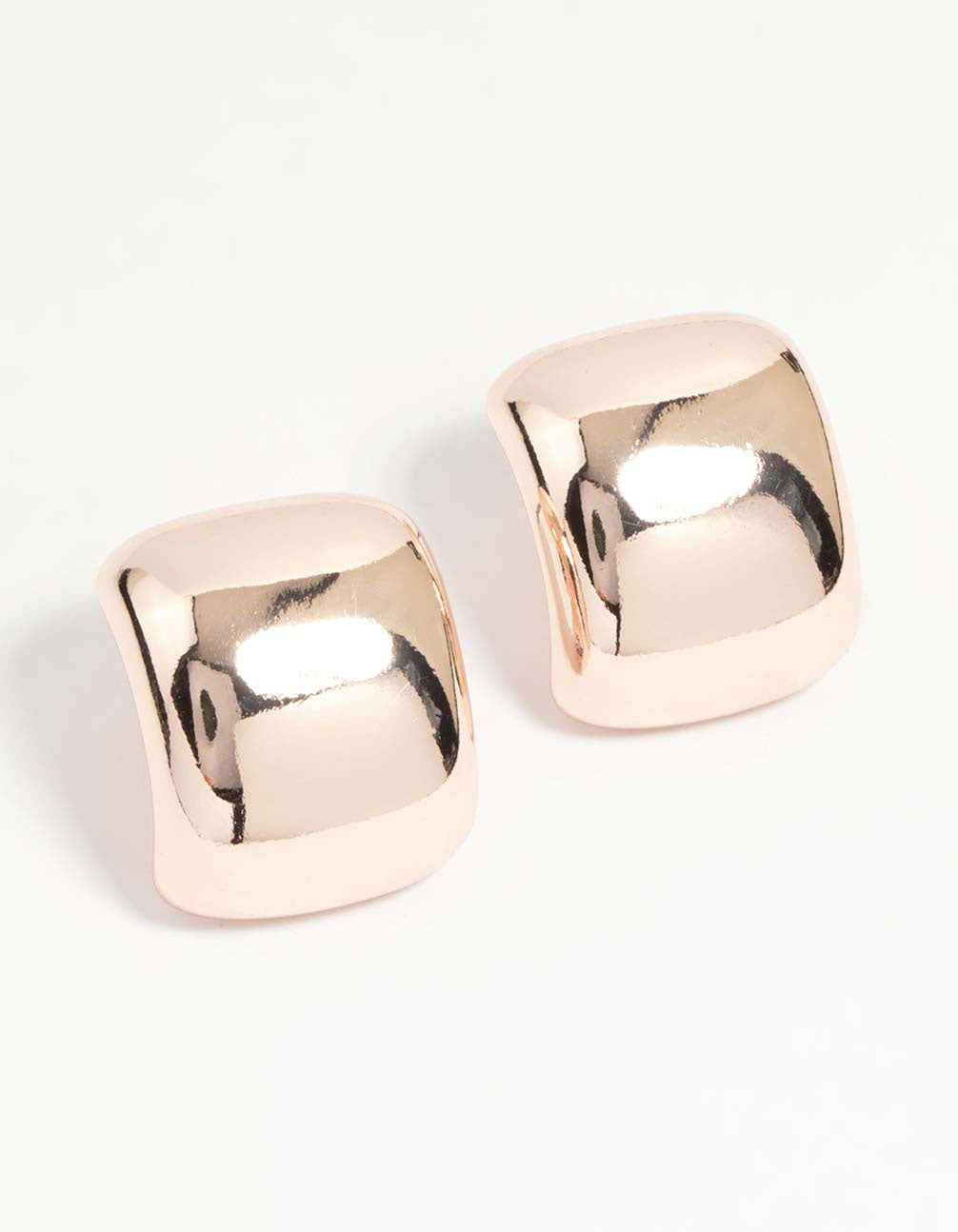 Rose Gold Smooth Curved Stud Earrings