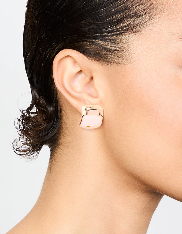 Rose Gold Smooth Curved Stud Earrings