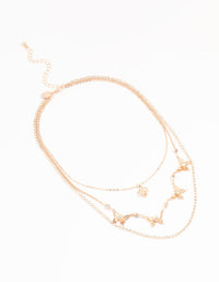 Rose Gold Butterfly & Flower Layered Necklace - link has visual effect only