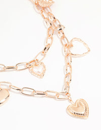 Rose Gold Heart Charm Layered Necklace - link has visual effect only