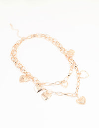 Rose Gold Heart Charm Layered Necklace - link has visual effect only