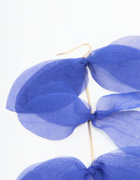 Blue Fabric Layered Petal Drop Earrings - link has visual effect only