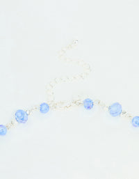 Silver Crater Hoop & Blue Beaded Necklace - link has visual effect only