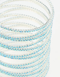 Silver Aqua Diamante Crossover Layered Wrist Cuff - link has visual effect only