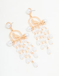 Rose Gold Pearl Beaded Waterfall Drop Earrings - link has visual effect only