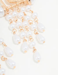 Rose Gold Pearl Beaded Waterfall Drop Earrings - link has visual effect only