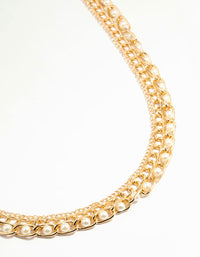Gold Pearl Mixed Chain Belt - link has visual effect only