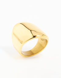 Waterproof Gold Plated Stainless Steel Statement Rectangle Ring - link has visual effect only