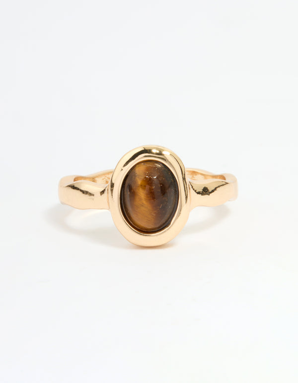 Gold Brown Center Stone Ring