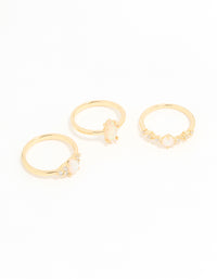 Gold Plated Cubic Zirconia Marquise Stacking Rings 3-Pack - link has visual effect only