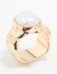 Gold Pearl Statement Molten Ring - link has visual effect only