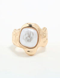 Gold Pearl Statement Molten Ring - link has visual effect only