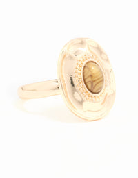 Gold Oval Statement Stone Ring - link has visual effect only