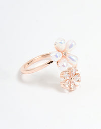 Rose Gold Cubic Zirconia Bubble Flower Wrap Ring - link has visual effect only