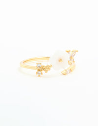 Gold Plated Cubic Zirconia Lovely Flower Wrap Around Ring - link has visual effect only
