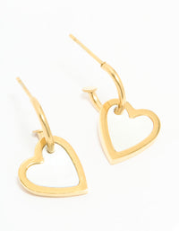 Waterproof Gold Plated Stainless Steel Lovely Heart Earrings - link has visual effect only
