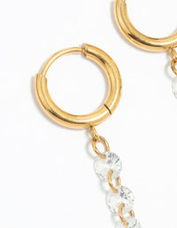 Waterproof Gold Plated Stainless Steel Cubic Zirconia Droplet Huggie Earrings - link has visual effect only