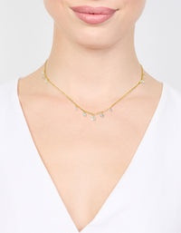 Waterproof Gold Plated Stainless Steel Cubic Zirconia Charms Necklace - link has visual effect only