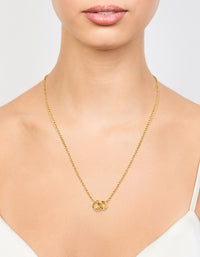 Waterproof Gold Plated Stainless Steel Double Ring Pendant Necklace - link has visual effect only