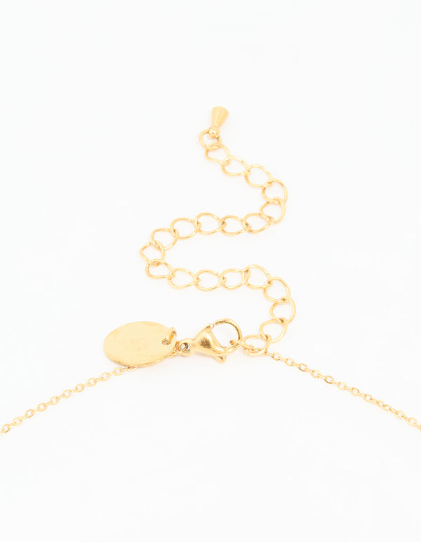 Waterproof Gold Plated Quilted Heart Pendant T & O Necklace