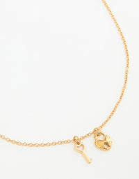Waterproof Gold Plated Stainless Steel Heart Key Necklace - link has visual effect only
