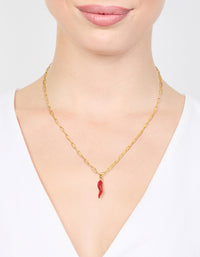 Waterproof Gold Plated Stainless Steel Chili Pendant Necklace - link has visual effect only