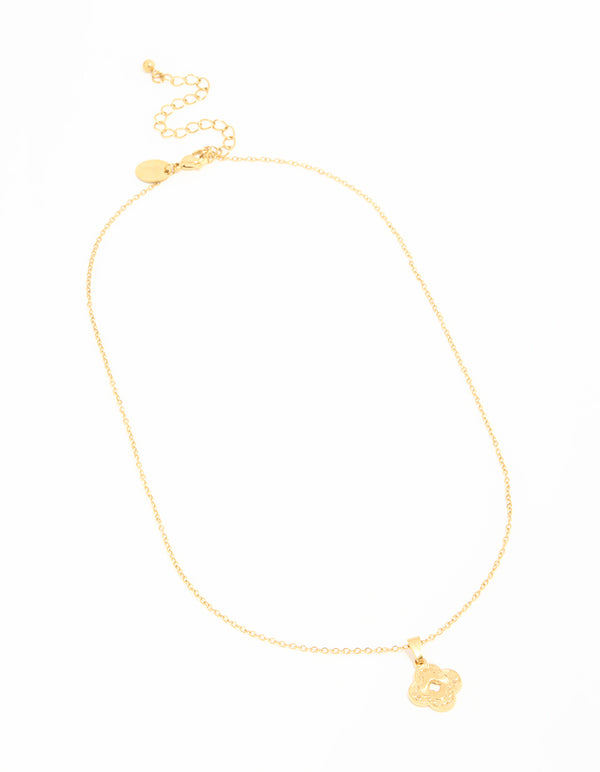 Waterproof Gold Plated Stainless Steel Petal Pendant Necklace