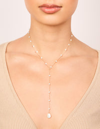 Waterproof Gold Plated Stainless Steel Pearl Y-Necklace - link has visual effect only