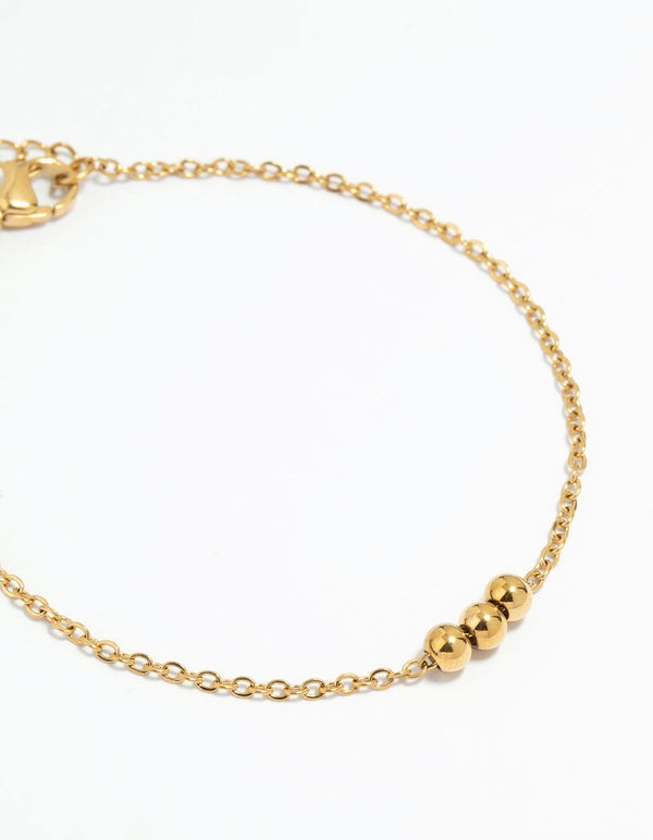 Waterproof Gold Plated Stainless Steel Layered Ball Bracelets 2-Pack