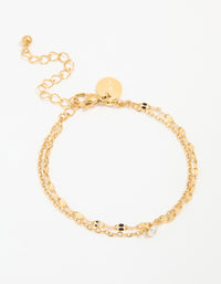 Waterproof Gold Plated Stainless Steel Dainty Cubic Zirconia Layered Bracelet - link has visual effect only