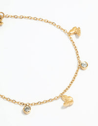 Waterproof Gold Plated Cubic Zirconia Droplet Butterfly Bracelet - link has visual effect only