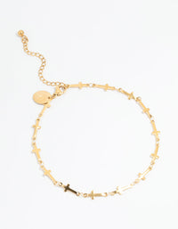 Waterproof Gold Plated Stainless Steel Cross Anklet - link has visual effect only