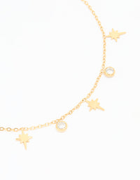 Waterproof Gold Plated Stainless Steel Cubic Zirconia Anklet - link has visual effect only