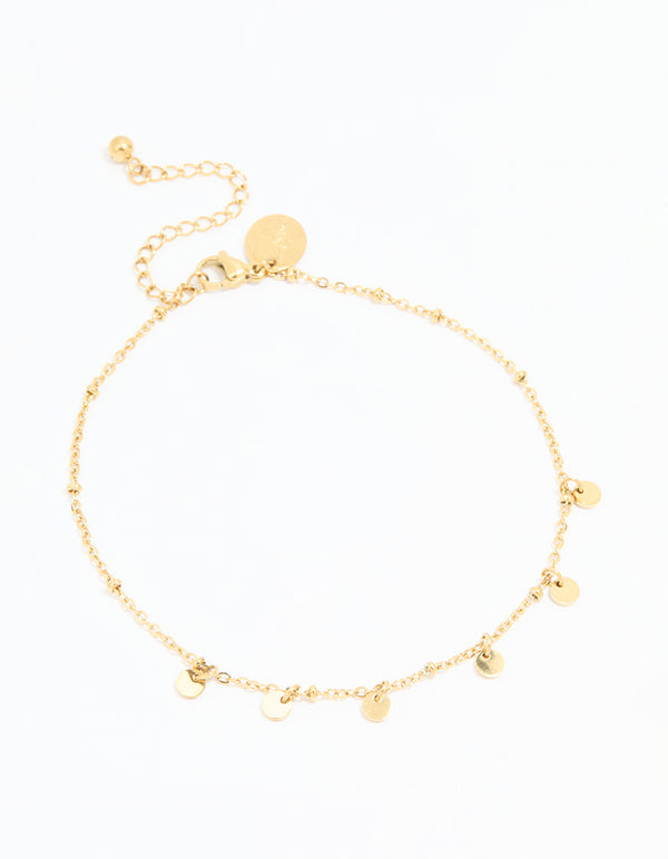 Waterproof Gold Plated Stainless Steel Disc Anklet