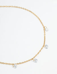 Waterproof Gold Plated Stainless Steel Cubic Zirconia Droplet Anklet - link has visual effect only