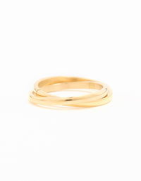Waterproof Gold Plated Stainless Steel Intertwined Stacked Ring - link has visual effect only