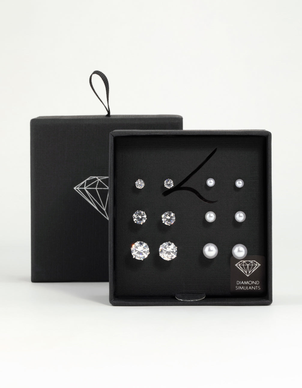 Silver Pearl & Cubic Zirconia Stud Earrings 6-Pack