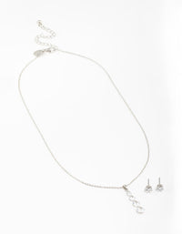Silver Cubic Zirconia Necklace & Earrings Set - link has visual effect only