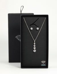 Silver Cubic Zirconia Necklace & Earrings Set - link has visual effect only