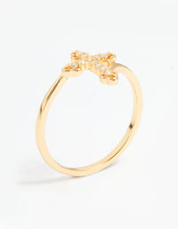 Gold Plated Cubic Zirconia Cross Ring - link has visual effect only