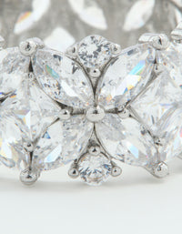 Silver Cubic Zirconia Statement Flower Ring - link has visual effect only