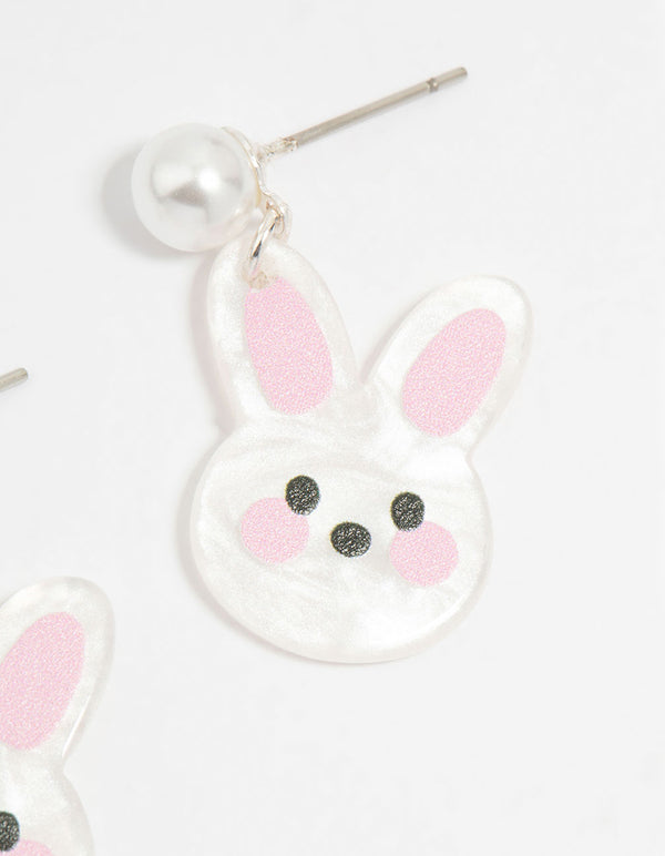 Kids Pearl Mini Bunny Drop Earrings