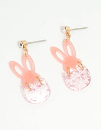 Kids Pink Glitter Bunny & Egg Drop Earrings - link has visual effect only