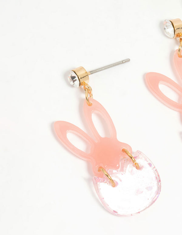 Kids Pink Glitter Bunny & Egg Drop Earrings