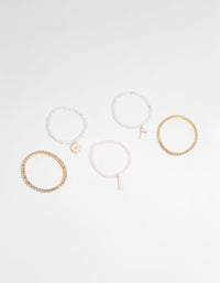 Kids Gold Cupchain & Bunny Bracelets 5-Pack - link has visual effect only