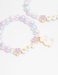 Kids Gold Ombre Pink & Purple Bunny BFF Stretch Beaded Bracelets 2-Pack - link has visual effect only