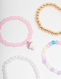 Kids Pastel Beaded Bunny & Flower Stretch Bracelets 5-Pack - link has visual effect only